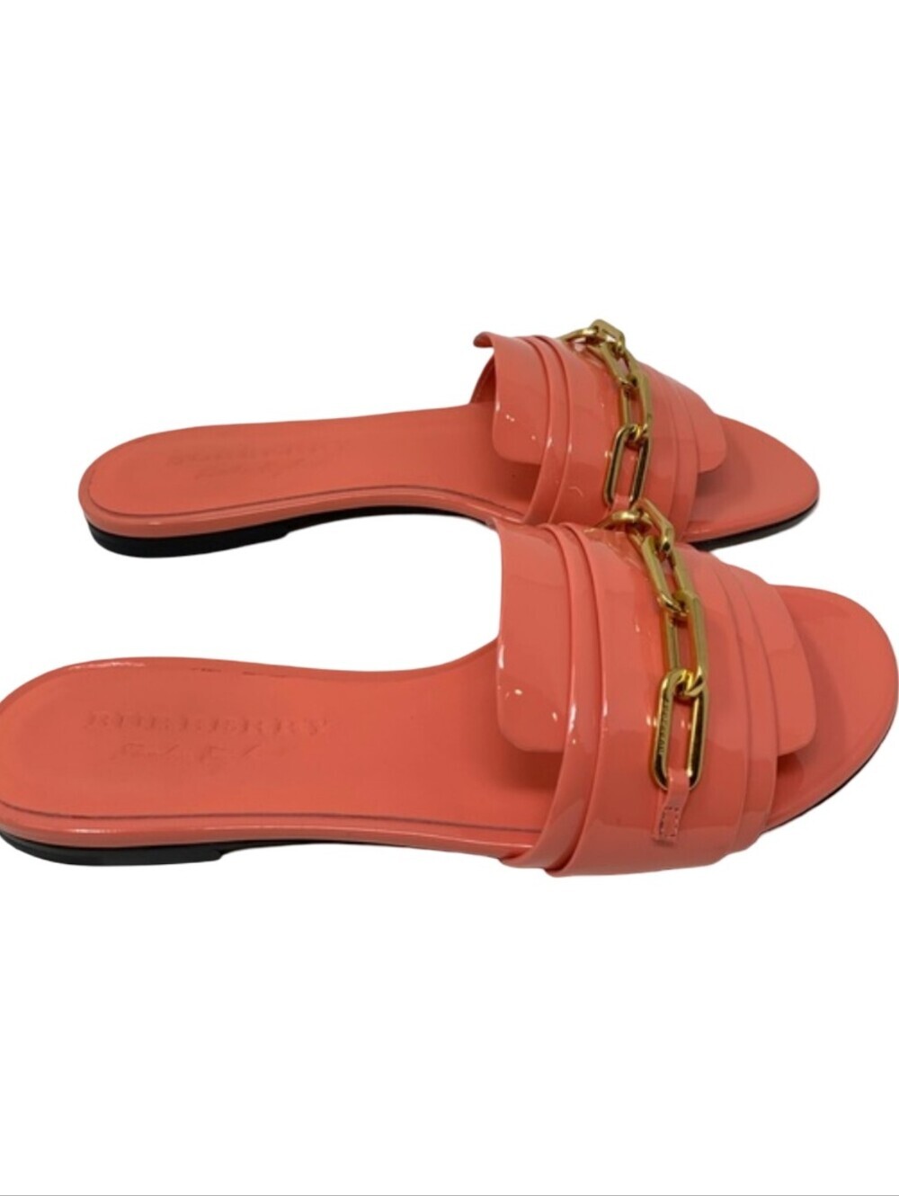 Burberry Coleford chain flat sandals in Pink Azalea patent leather Size EU 39 - Picture 3 of 12